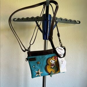 Chala Mermaid Crossbody Bag - Teal and Brown